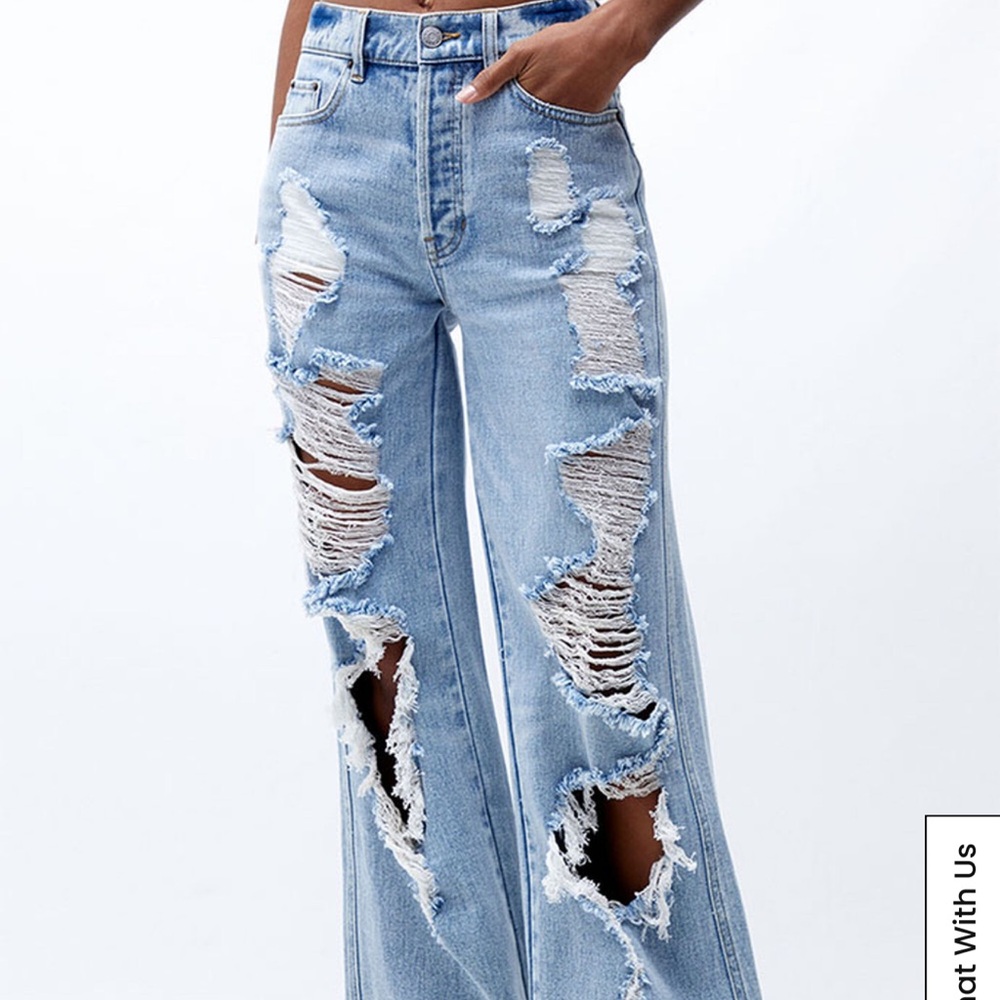Pacsun Light Blue Distressed High Waisted Baggy Jeans